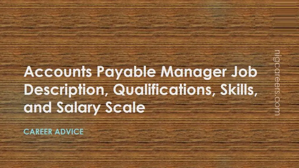 Accounts Payable Manager Job Description Pdf