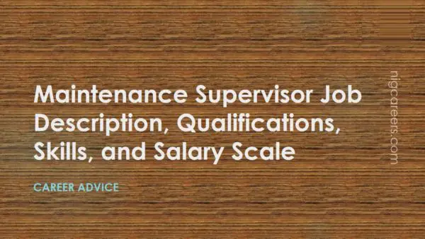 Maintenance Supervisor Job Description